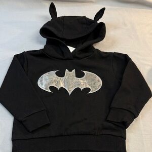 Batman - 2T - Black Hoodie with Silver Batman Logo